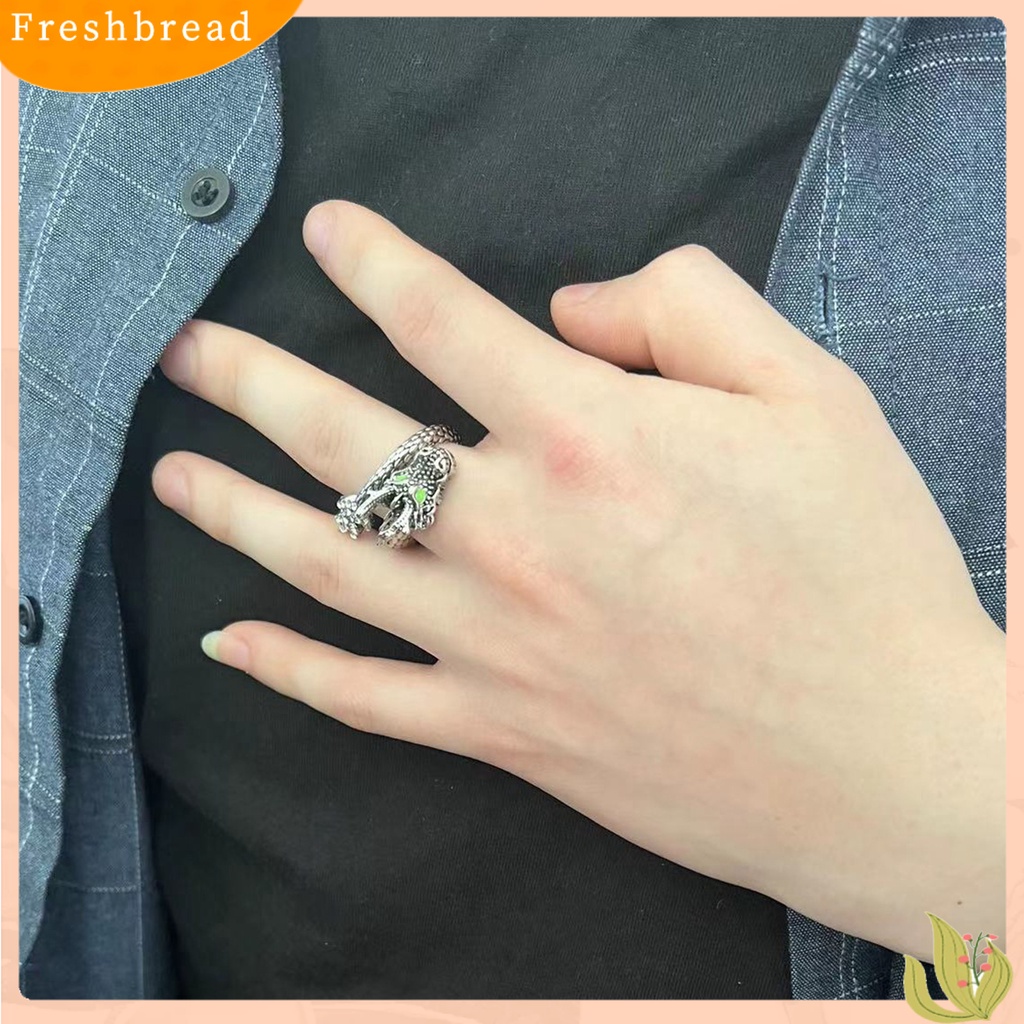 &lt; Freshbread &gt; Pria Cincin Pembukaan Berlebihan Tren Baru Kepribadian Hadiah Keren Perak-Warna Lilit Naga Loong Jari Cincin Perhiasan Fashion