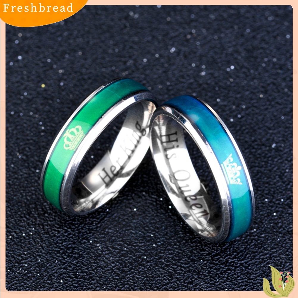 &lt; Freshbread &gt; Hadiah Pasangan Ulang Tahun Pernikahan Titanium Steel Mahkota His Queen Her King Ring