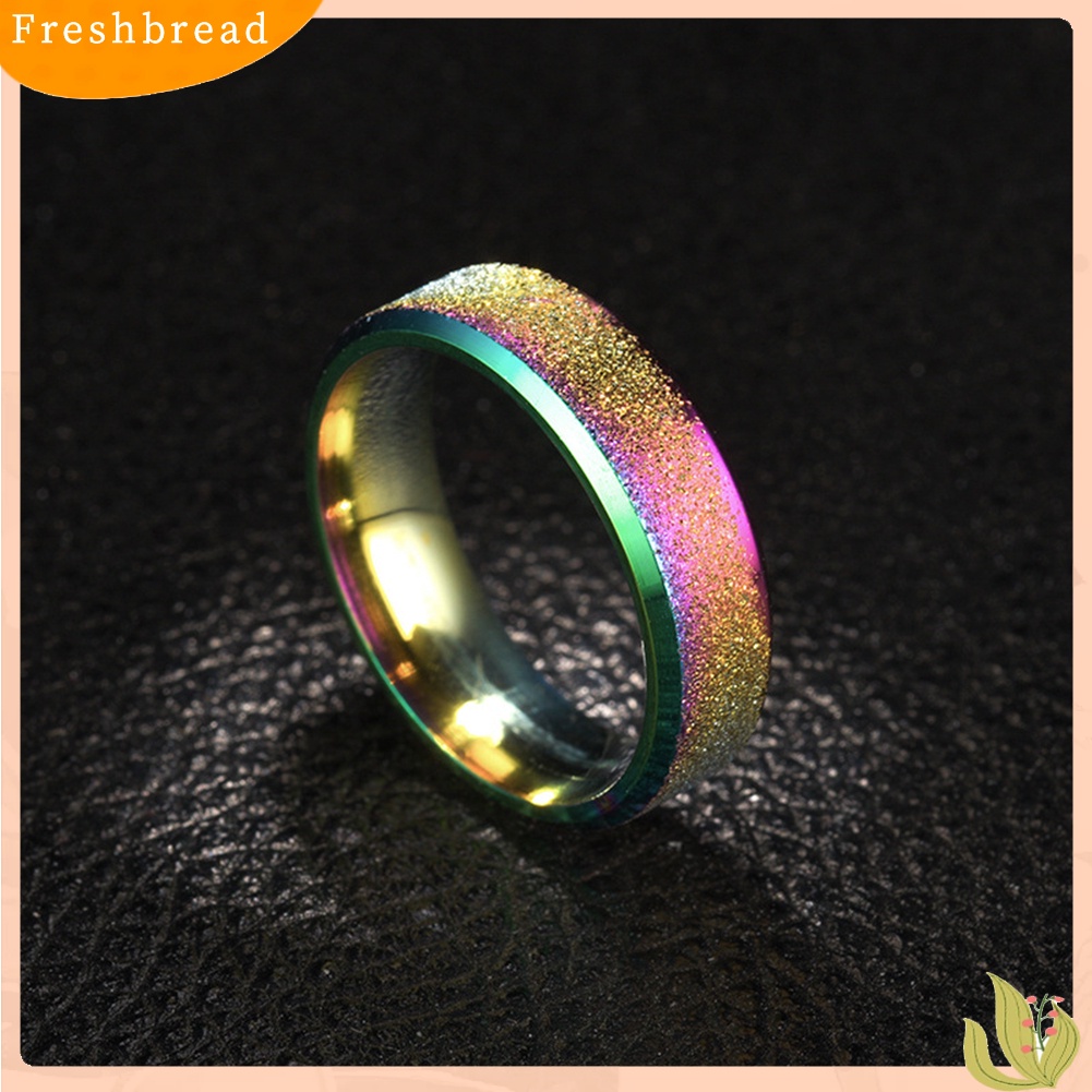 &lt; Freshbread &gt; Double Beveled Edge Frosted Finger Ring Pesta Wanita Pria Pasangan Perhiasan Hadiah