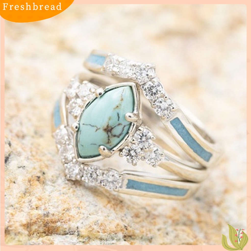 &lt; Freshbread &gt; 3Pcs/Set Wanita Cincin Set Faux Turquoise Stone Indah Mata Kucing Wanita Circlet Set Untuk Hadiah