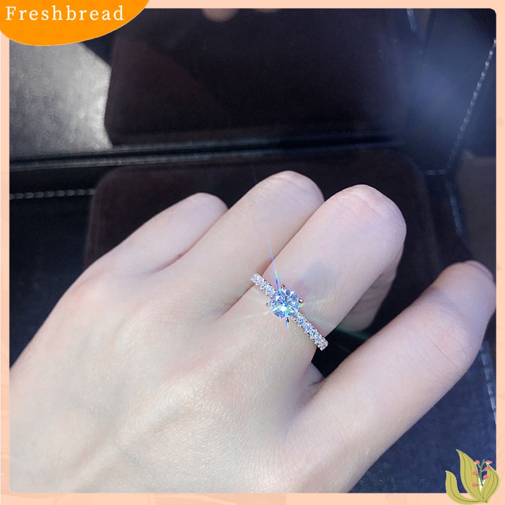 &lt; Freshbread &gt; Wanita Cincin Bulat Berlian Imitasi Perhiasan Fashion Penampilan Electroplated Finger Ring Untuk Pernikahan