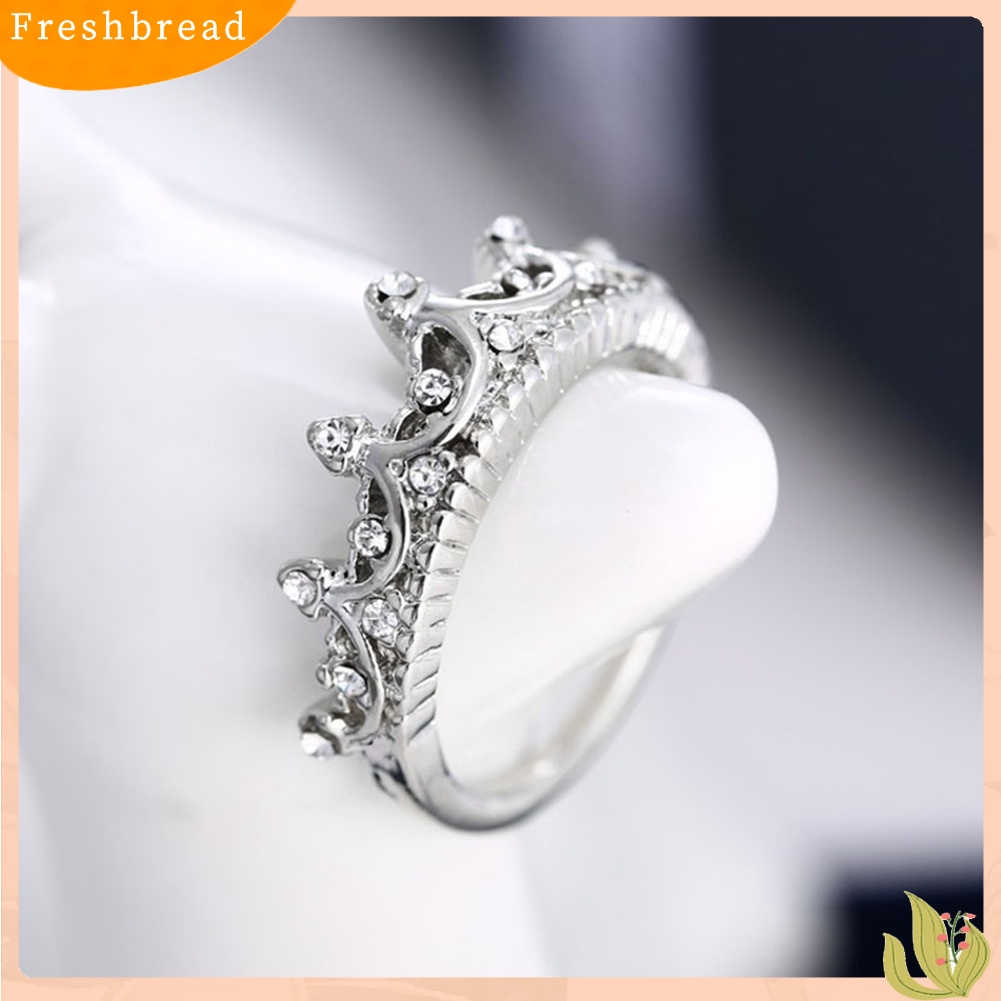 < Freshbread > Wanita Fashion Berlian Imitasi Bertatahkan Hollow Mahkota Jari Cincin Hadiah Perhiasan Pernikahan