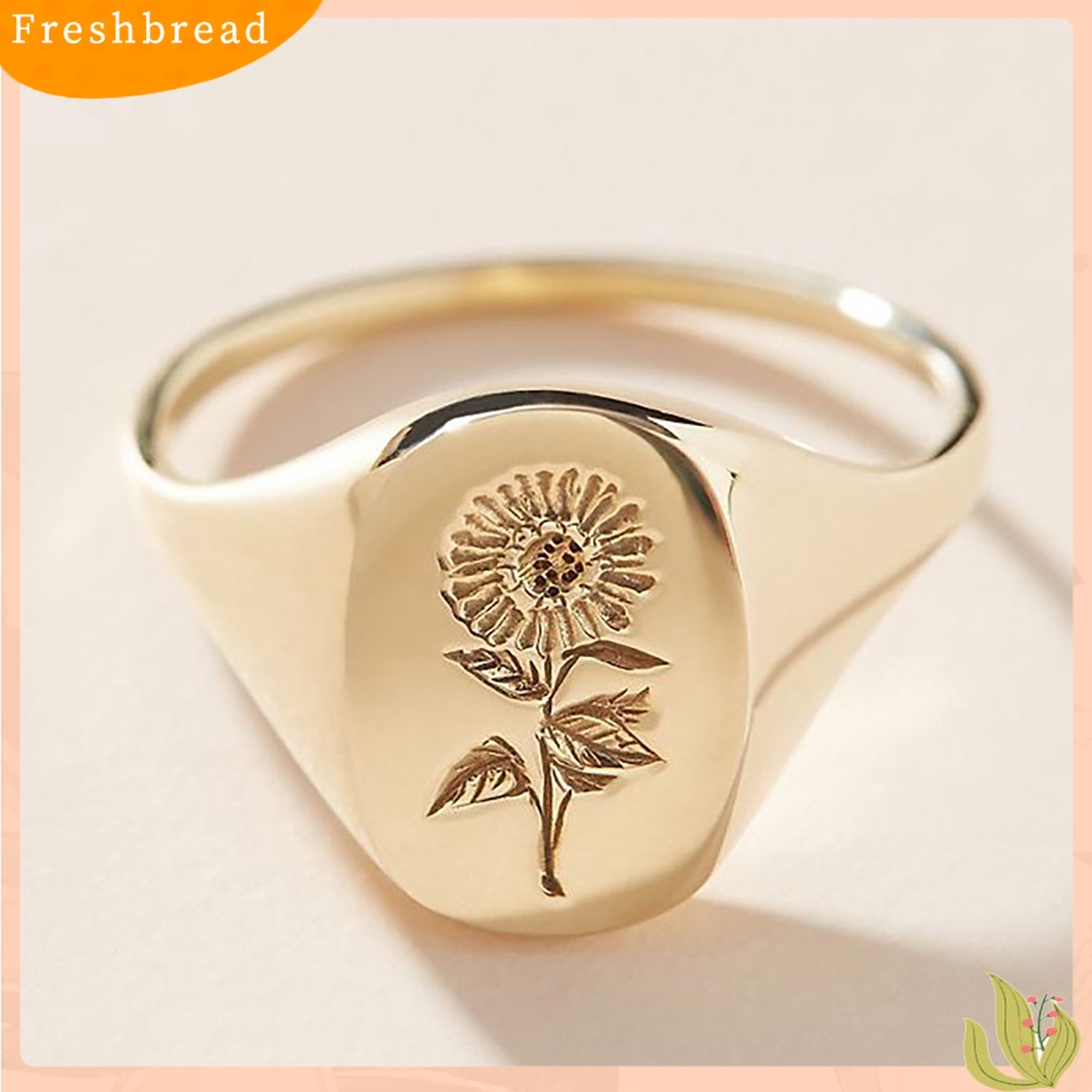 &lt; Freshbread &gt; Wanita Fashion Bunga Matahari Terukir Cincin Elegan Circlet Perhiasan Aksesoris Hadiah