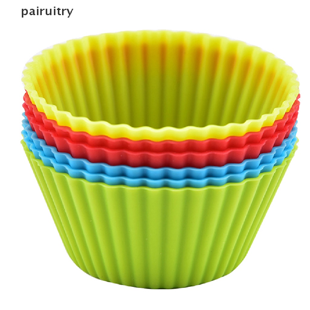 Prt 5Pcs Cetakan Silikon Bulat Cupcake Muffin Cup Baking Cookies Egg Tart Jelly Mold PRT