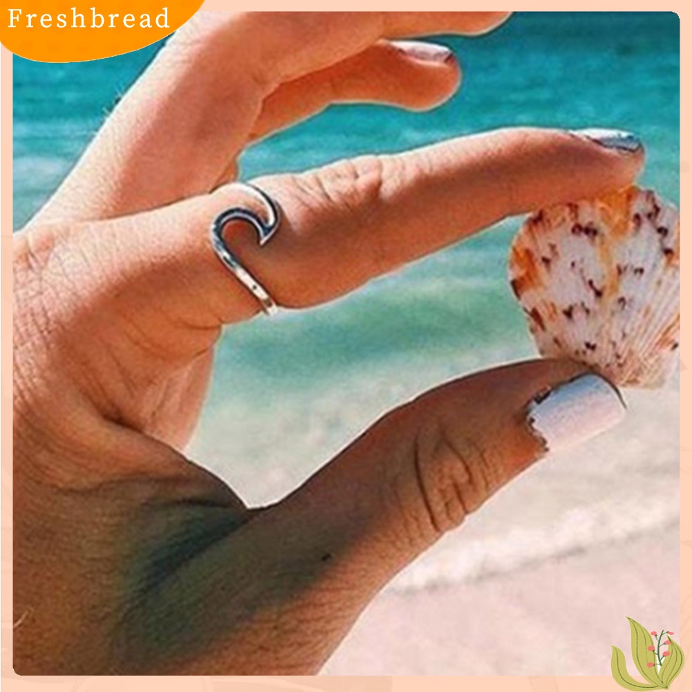 &lt; Freshbread &gt; Fashion Wanita Kreatif Bentuk Gelombang Jari Cincin Pertunangan Pesta Perhiasan Hadiah