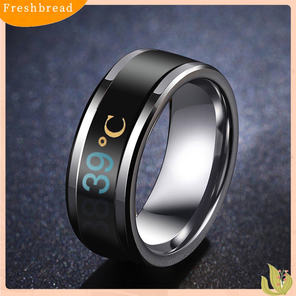 &lt; Freshbread &gt; Fashion Stainless Steel Suhu Cerdas Suasana Hati Emosi Perasaan Cincin Pasangan