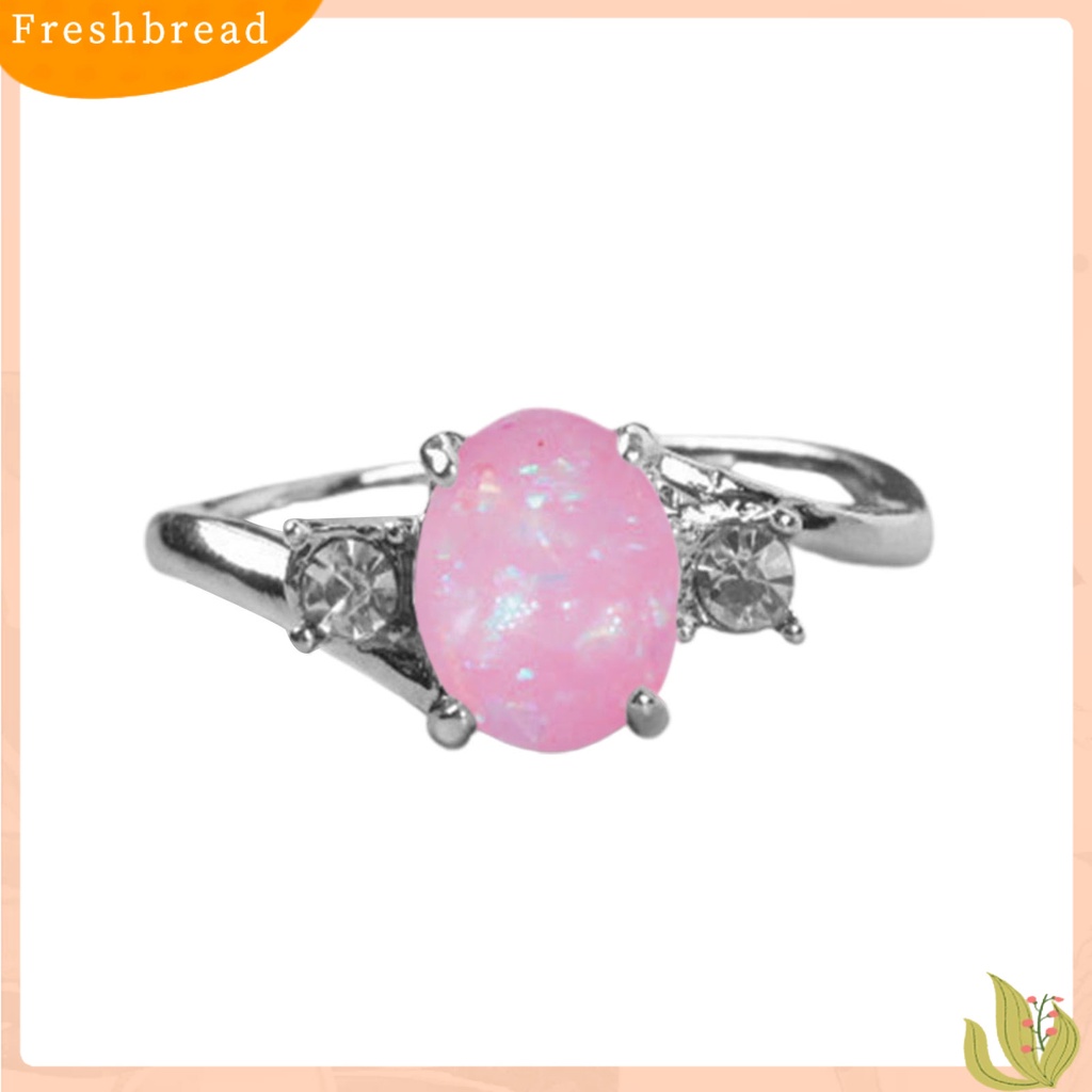 &lt; Freshbread &gt; Wanita Cincin Indah Oval Opal Berlian Imitasi Knuckle Ring Jari Dekorasi