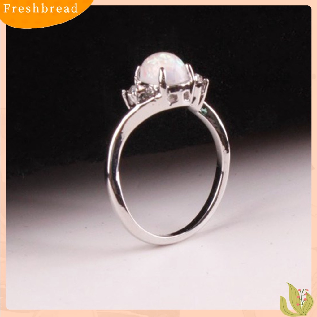 &lt; Freshbread &gt; Wanita Cincin Indah Oval Opal Berlian Imitasi Knuckle Ring Jari Dekorasi