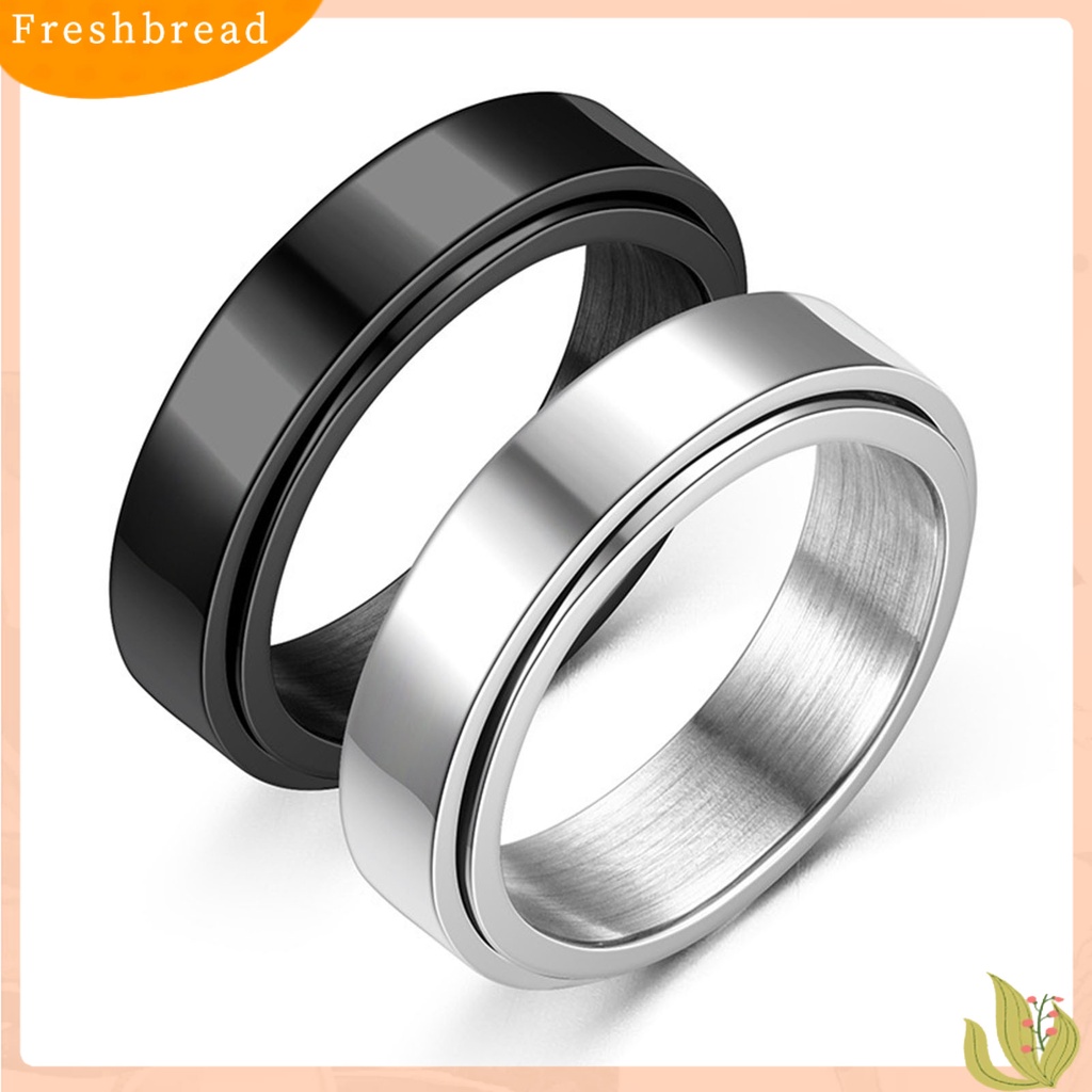 &lt; Freshbread &gt; Cincin Unisex Geometris Artistik Titanium Steel Cincin Jari Luar Yang Dapat Diputar Untuk Pesta