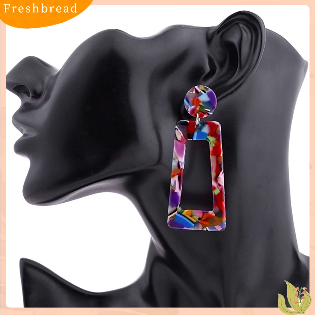 &lt; Freshbread &gt; Fashion Berongga Persegi Panjang Pernyataan Wanita Geometris Stud Earrings Perhiasan Hadiah