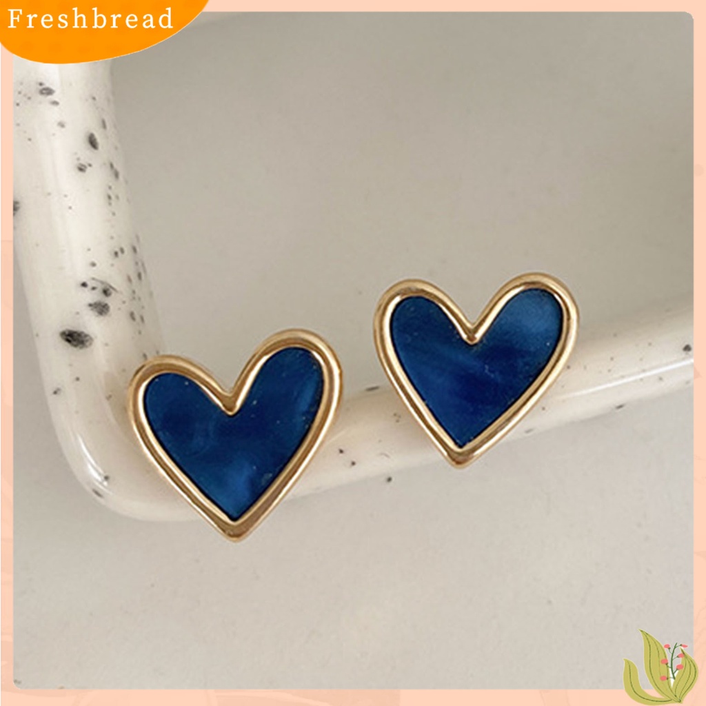 &lt; Freshbread &gt; 1pasang Alloy Ear Studs Halus Electroplating Bentuk Hati Stud Earrings Aksesoris Telinga
