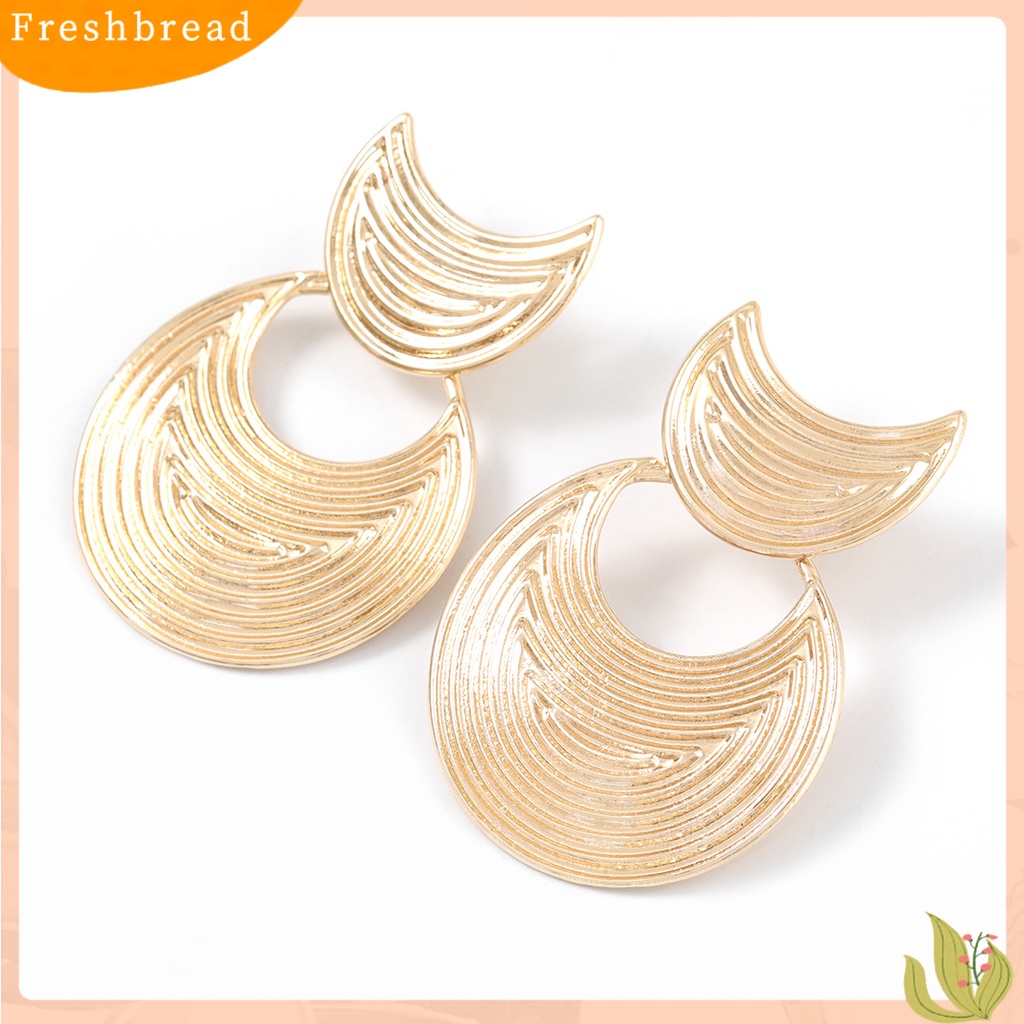 &lt; Freshbread &gt; Anting Bentuk Bulan Tahan Jatuh Berlebihan Fashion Anting Busur Geometris Sederhana Untuk Pesta