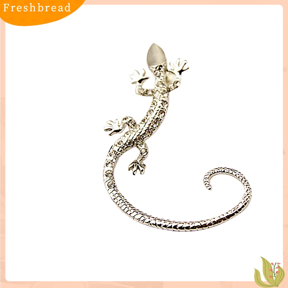 &lt; Freshbread &gt; Wanita Fashion Gothic Punk Berlian Imitasi Tokek Cicak Telinga Manset Stud Klip Anting