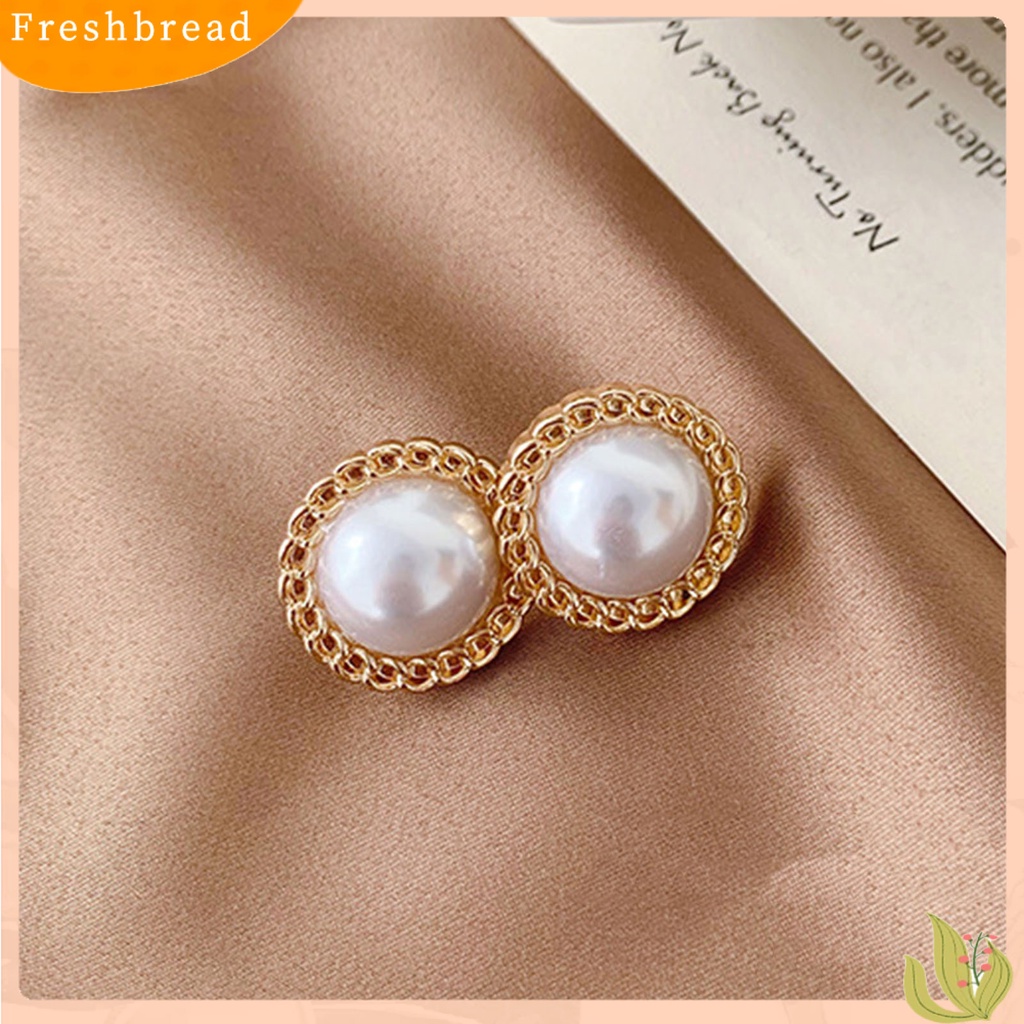 &lt; Freshbread &gt; Lady Stud Earrings Mutiara Imitasi Geometris Berlian Imitasi Semua Cocok Anting Gadis Untuk Hadiah