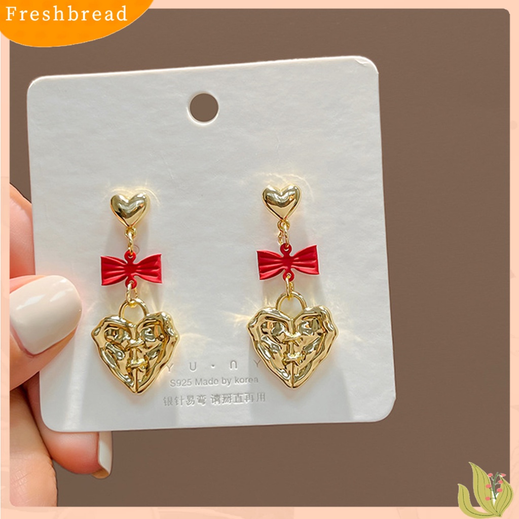 &lt; Freshbread &gt; 1pasang Drop Earrings Kepribadian Ikatan Simpul Gaya Korea Retro Embossment Cinta Hati Stud Earrings Perhiasan Aksesori