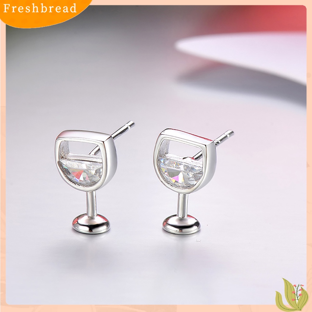 &lt; Freshbread &gt; 1pasang Anting Wanita Kerajinan Pengerjaan Perhiasan Hadiah Anti Karat Wanita Cubic Zirconia Ear Studs Untuk Pacaran