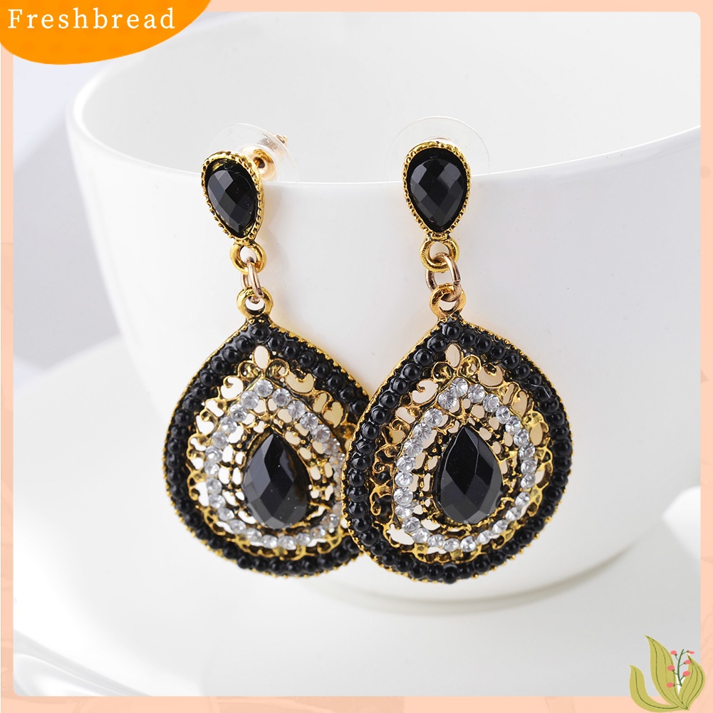 &lt; Freshbread &gt; Boho Wanita Berlian Imitasi Water Drop Menjuntai Ear Stud Earrings Pesta Perhiasan Hadiah