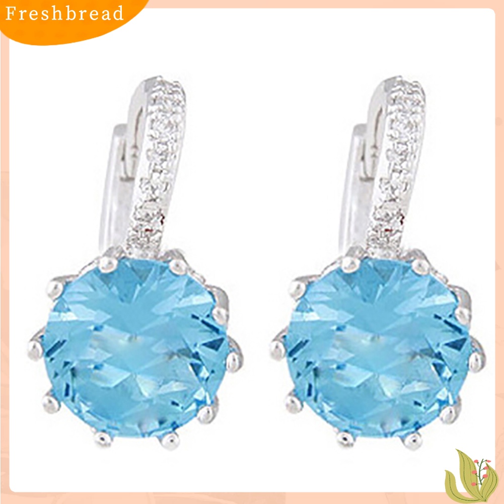 &lt; Freshbread &gt; Wanita Fashion Berlapis Emas 9K Zirkon Berlian Imitasi Huggie Earrings Perhiasan Hadiah