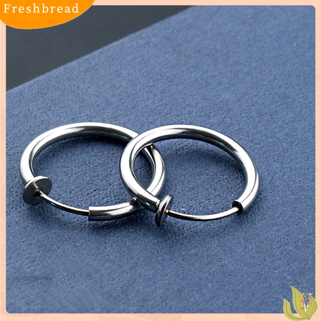 &lt; Freshbread &gt; 1Pc Unisex Keren Anting Bulat Non Tindik Telinga Hoop Earring Clip Untuk Pakaian Sehari-Hari