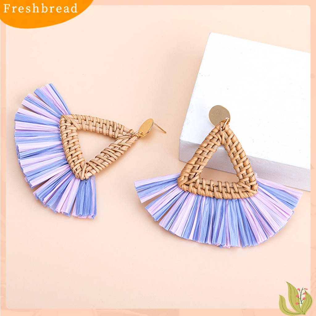 &lt; Freshbread &gt; 1pasang Drop Earrings Braided Berlebihan Gaya Boho Desain Niche Anting Menjuntai Aksesoris Wanita