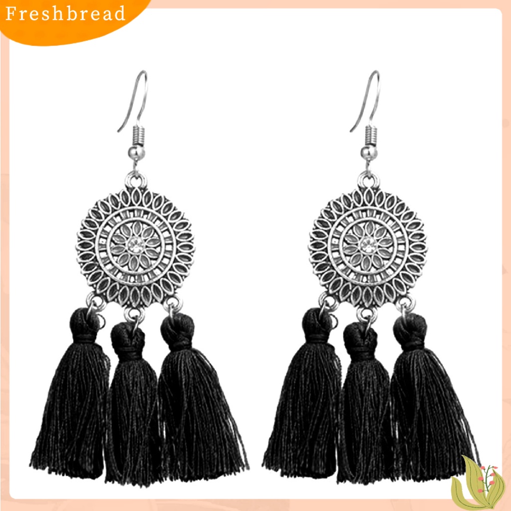 &lt; Freshbread &gt; Anting Bohemian Charming Look Alloy Bunga Matahari Rumbai Menjuntai Perhiasan Earrings Untuk Ulang Tahun