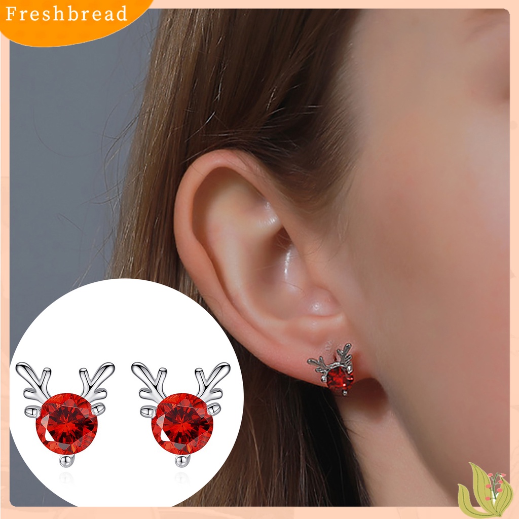 &lt; Freshbread &gt; Fashion Wanita Tanduk Berbentuk Stud Anting Perhiasan Hadiah Dekorasi Natal