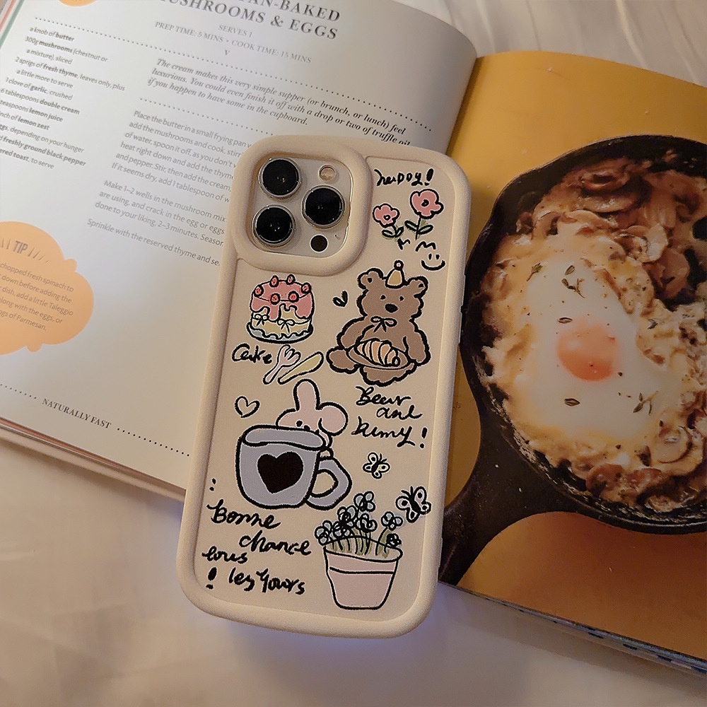 IPHONE Ins Ilustrasi Hewan Lucu Kartun Ponsel Case Lembut Penutup Belakang Untuk Iphone11 12 13 14 PLUS PRO MAX Pelindung Shell