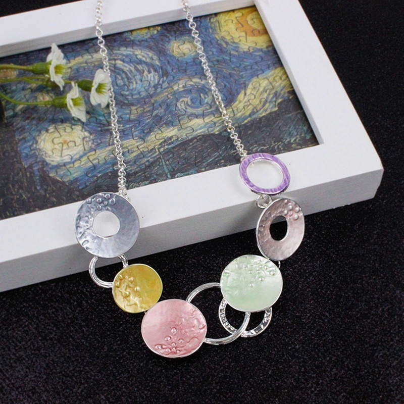 Kalung Kepribadian Korea Macaron Daun Geometris Bulat Berlebihan Untuk Wanita Perhiasan Pesona Jewellery Collier Femme