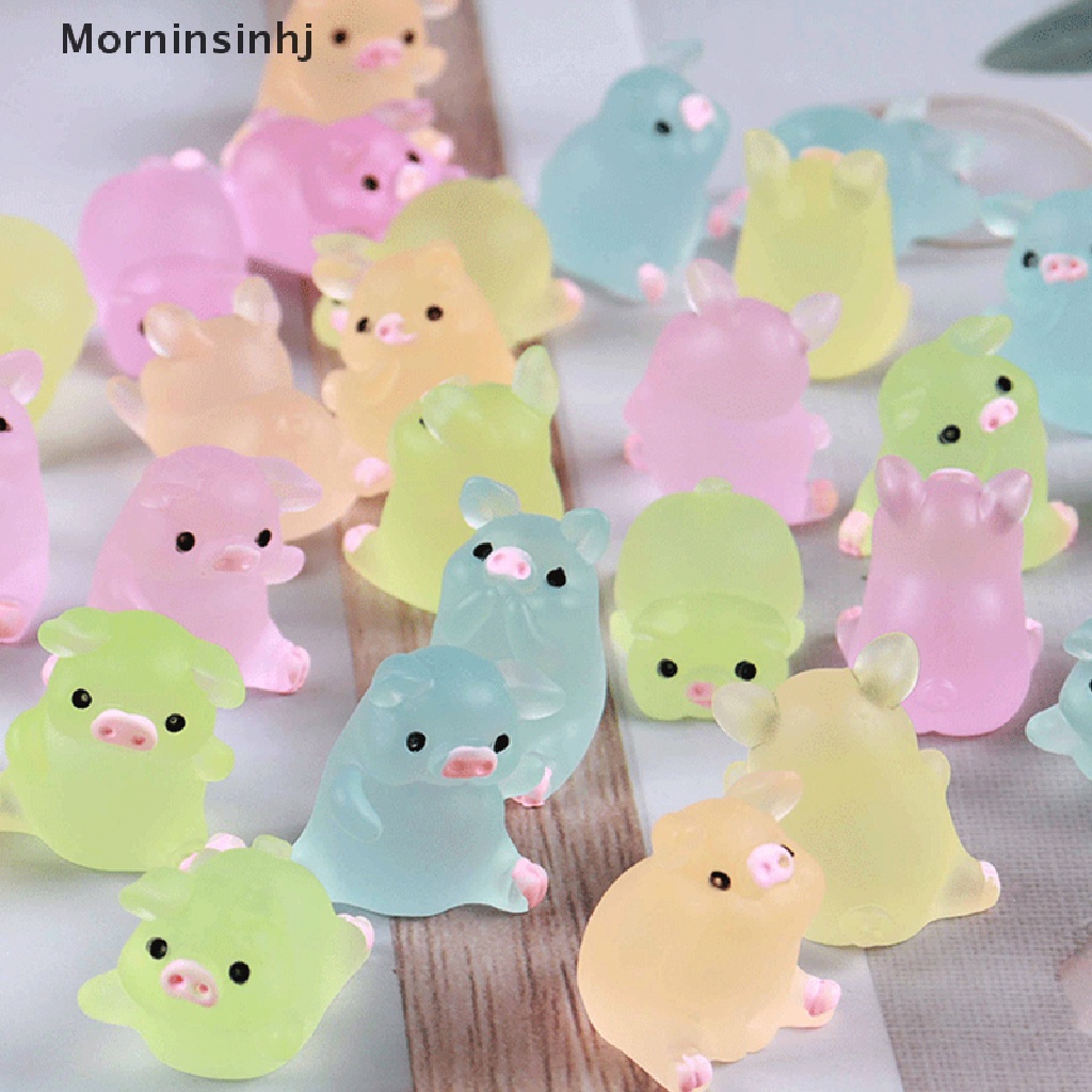 Mornin 10pcs Menyala Warna-Warni Lucu Piggy Scrapbook Ponsel Dekorasi DIY Kerajinan Tangan Resin Aksesoris id