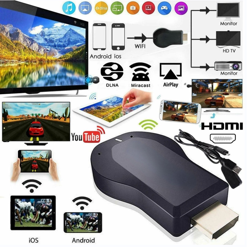 roseidstore Dongle HDMI Anycast M9 Plus 2.4G 1080P Wifi Display / TV Dongle / Miracast / Video
