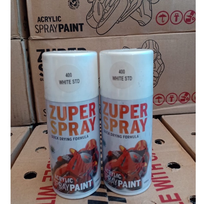 Zuper Spray Paint Pilok Pilox Warna White STD / Putih Standard / Putih Susu (P 400) 150cc/150ml
