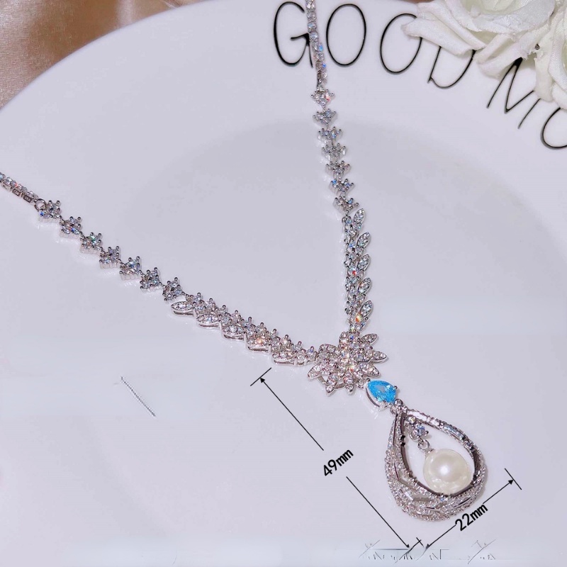 Goldkingdom Aksesoris Perhiasan Fashion Ready Stock Mutiara Set Rantai Briliant Semua Langit Bintang Selebriti Perjamuan Industri Berat Gaoding Perhiasan Kalung