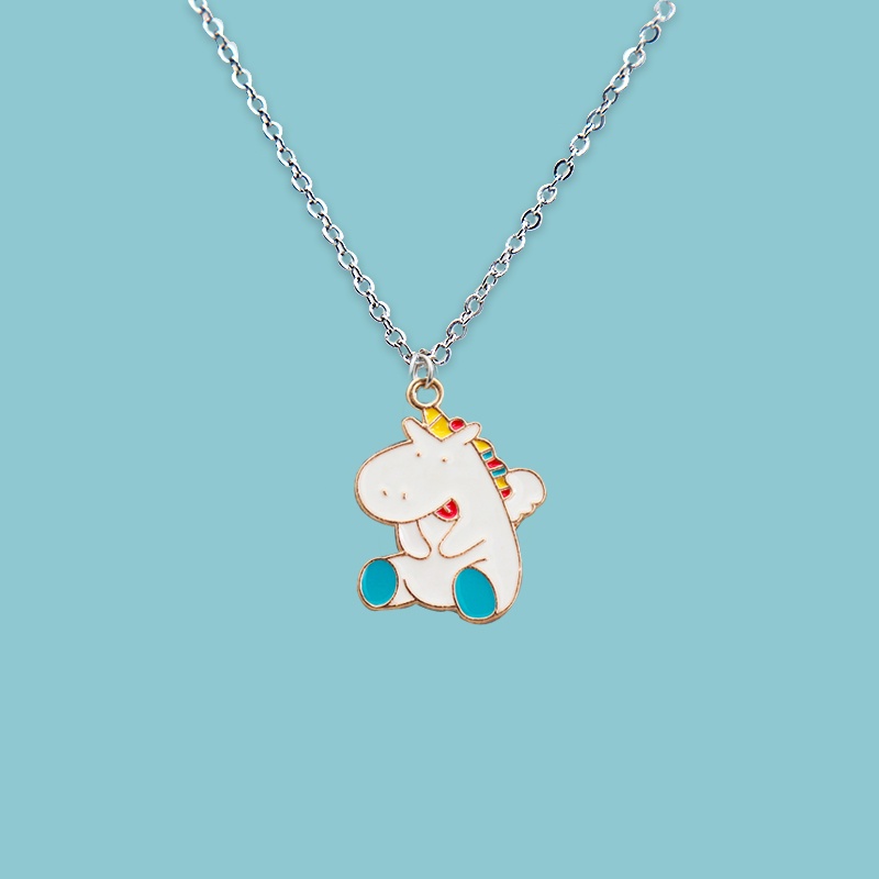 Moon Rabbit Hippo Pendant Kalung Anak Anti Karat Kalung Hadiah Ulang Tahun Siswa Logam Aksesoris Fashion