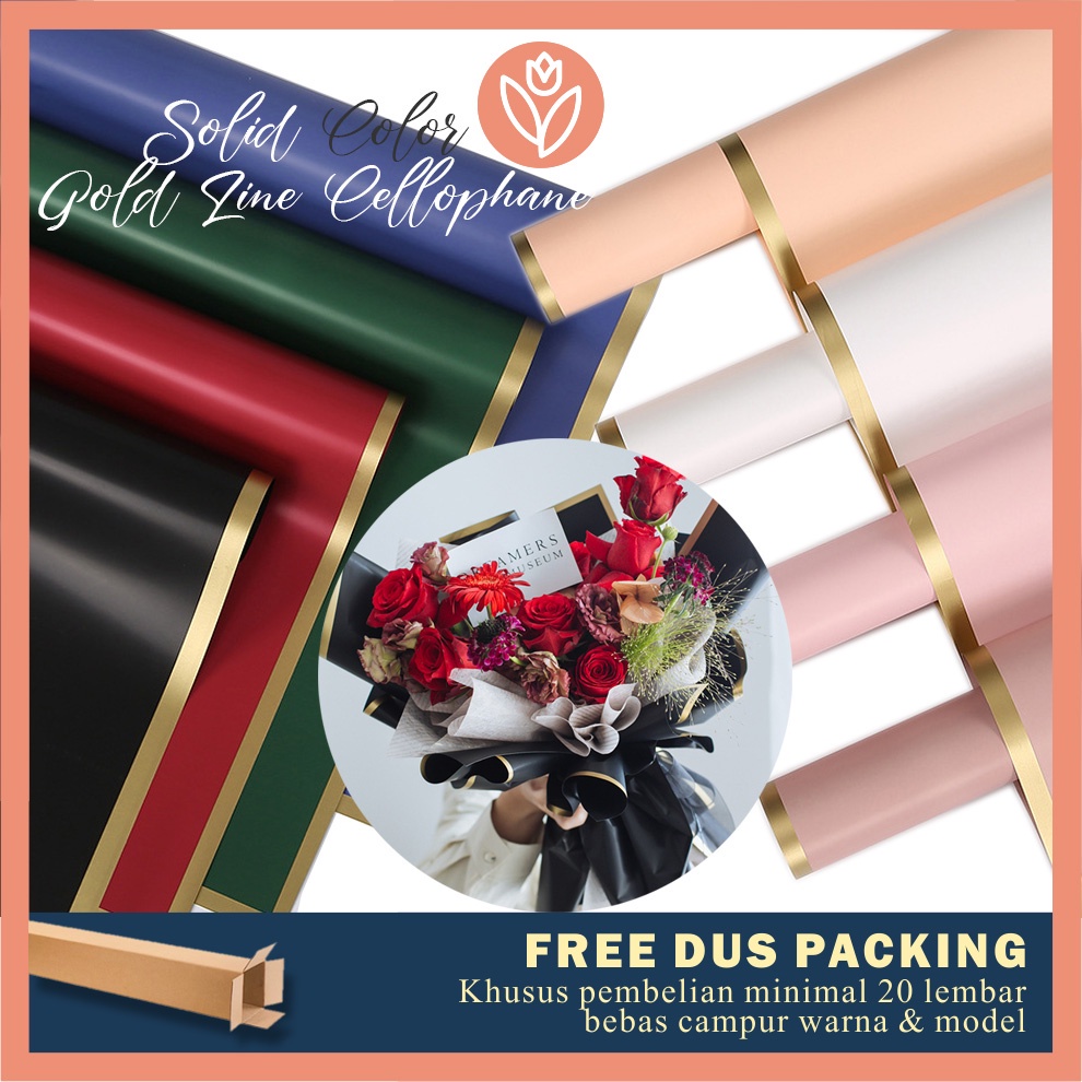 

TULIP PAPERIE ❤ FLOWER WRAPPING SOLID GOLD LINE COLOR CELLOPHANE KERTAS BUKET BUNGA HAND BOUQUET WRAP PAPER MONEY BUCKET CELOPHANE