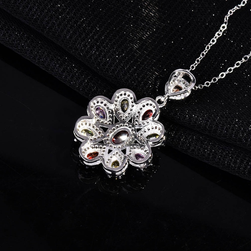 Goldkingdom Fashion Perhiasan Aksesoris Ready Stock Pelangi Tourmaline Pendant Micro-Terukir Dengan Berlian, Tetes Air, Berbentuk Pir Berwarna Harta Kalung