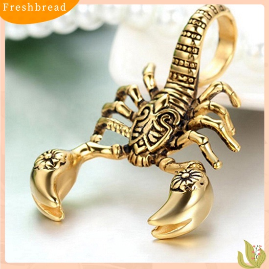 {In Stock} Kalung Pendek Pria Punk Vintage Ukir Scorpion Liontin Tali Kulit Imitasi