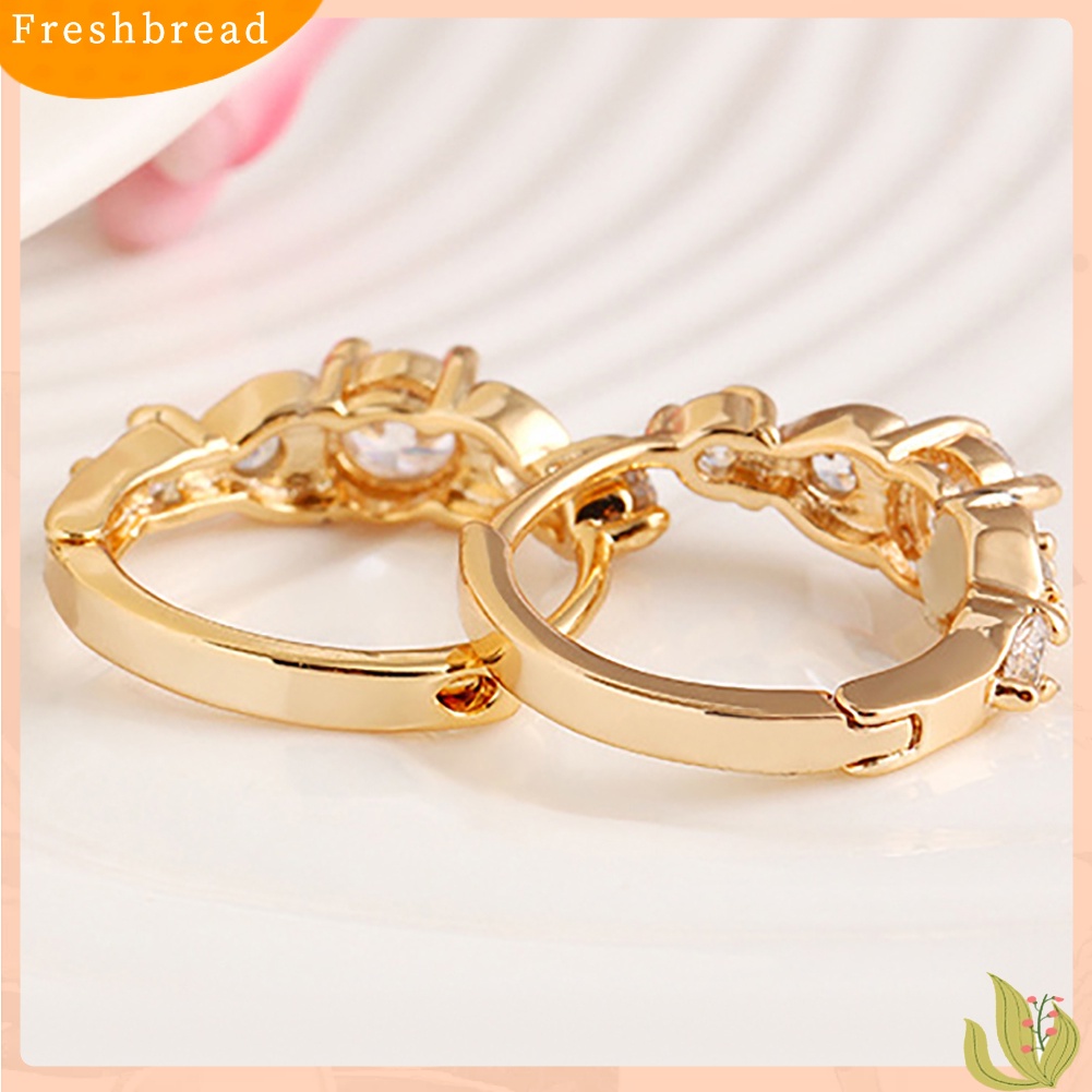 {In Stock} Mewah Wanita Berlapis Emas Hati Multi Berlian Imitasi Klip Anting Telinga Perhiasan