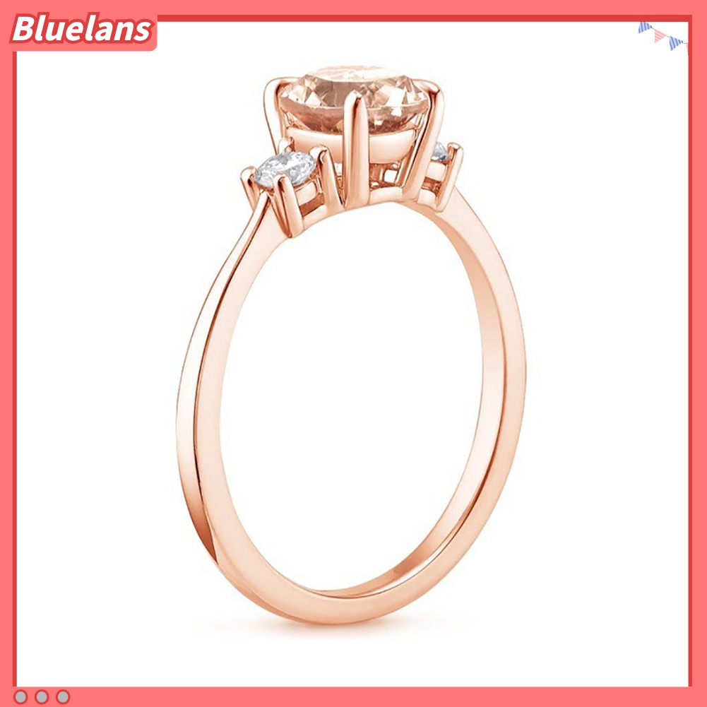{In Stock} Telur Faux Morganite Berlian Imitasi Bertatahkan Jari Cincin Wanita Fashion Pernikahan Perhiasan