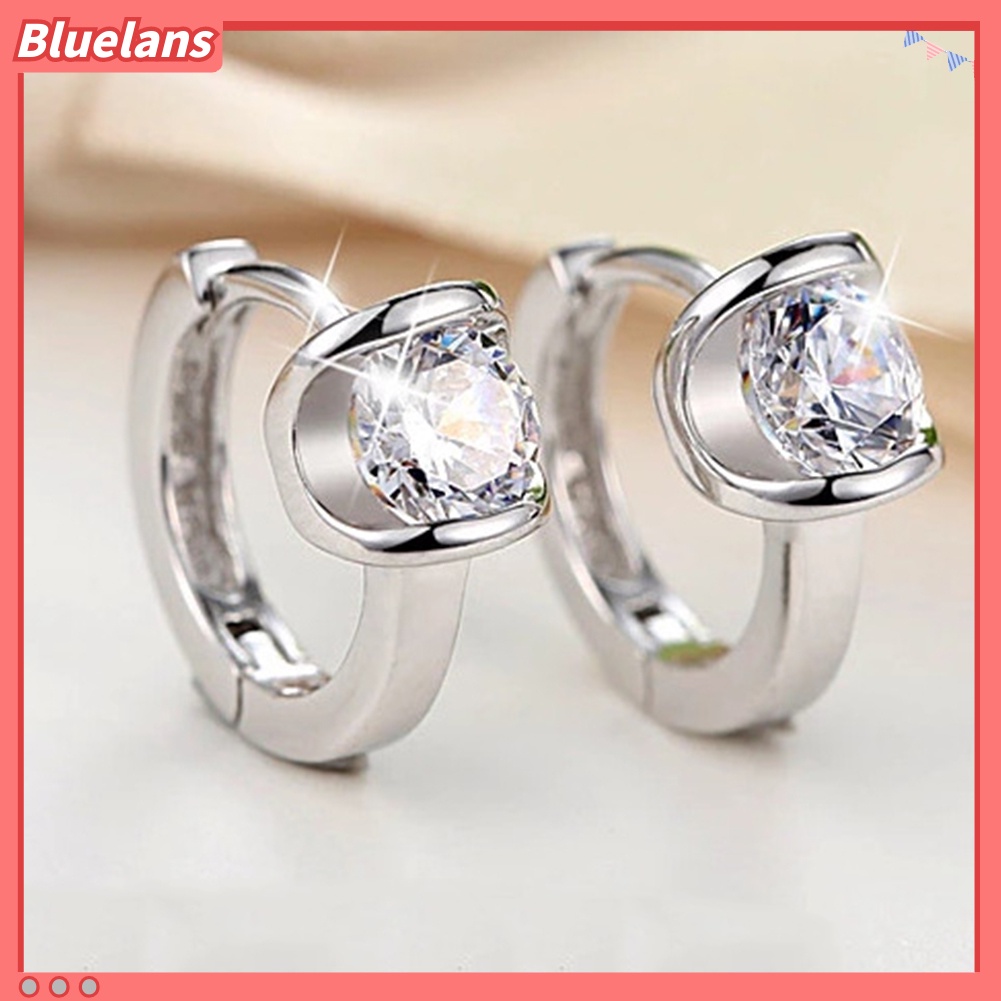 {In Stock} Fashion Wanita Cubic Zirconia Hias Huggie Anting Tindik Pesta Perhiasan Hadiah