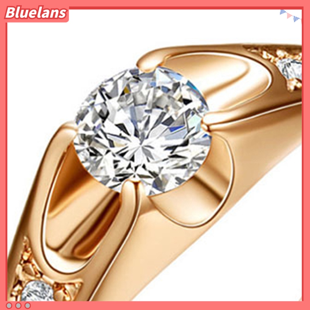 {In Stock} Cincin Wanita Halus Mengkilap Tembaga Berlian Imitasi Cincin Kawin Tertanam Untuk Pesta