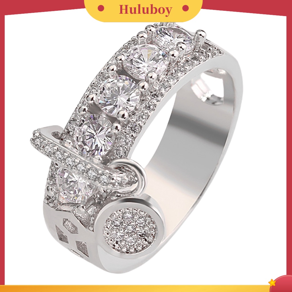 Cincin Liontin Cubic Zirconia Model Hollow Lebar Bahan Alloy Untuk Wanita