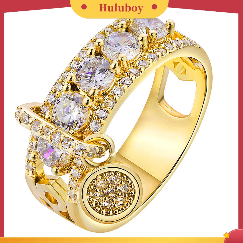 Cincin Liontin Cubic Zirconia Model Hollow Lebar Bahan Alloy Untuk Wanita