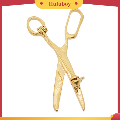 {Ready Stock} Indah Buatan Tangan Berlian Imitasi Gunting Berlapis Emas Bros Pin Perhiasan Hadiah Xmas Terbaik