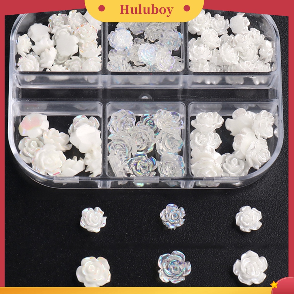 {In Stock} 90Pcs/Set Hiasan Kuku Bentuk Bunga Tahan Lama Efek 3D Resin Camelia Aurora Batu Putih Seni Dekorasi Untuk Perempuan