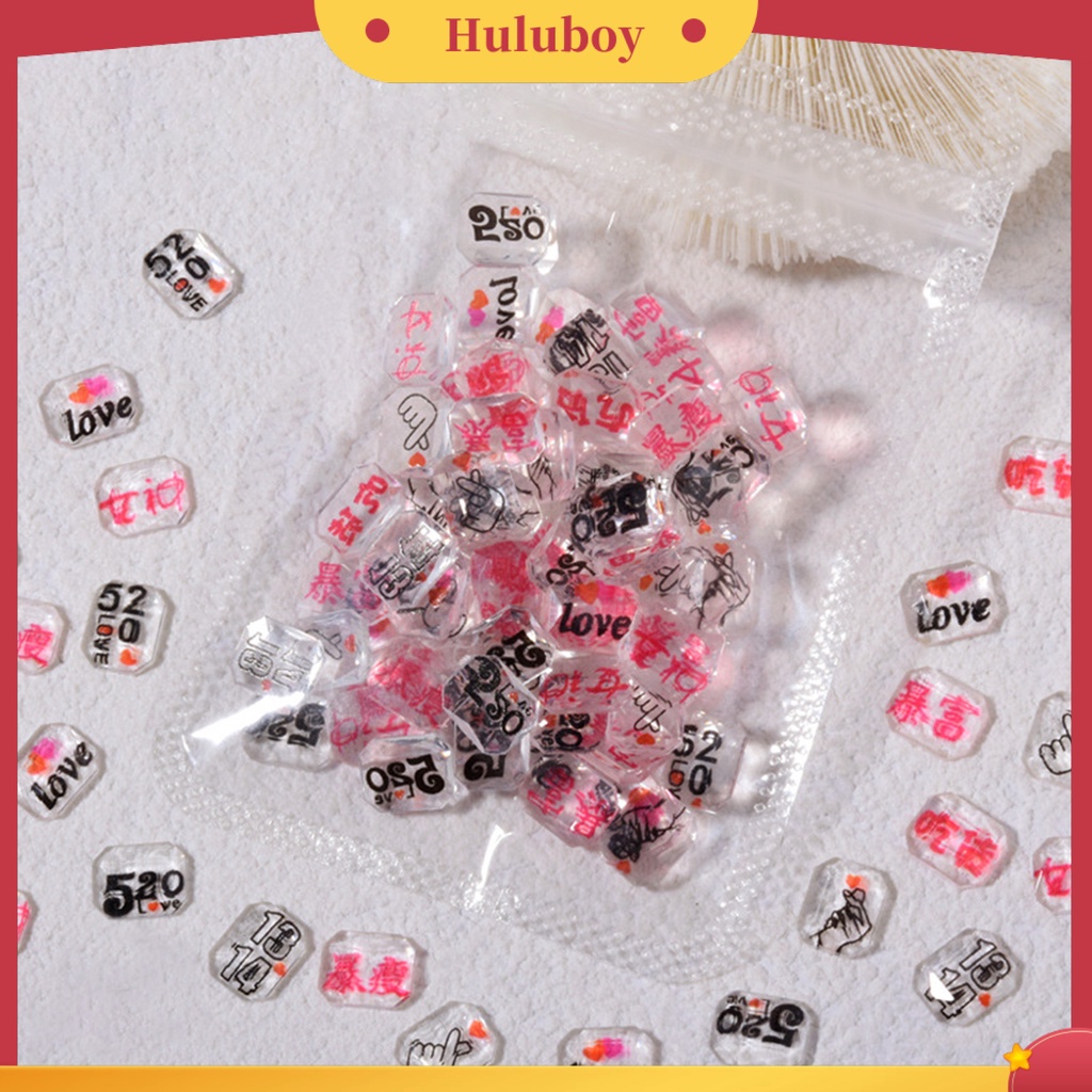 {In Stock} 50Pcs/Pack Pesona Resin Kuku Motif Karakter Cina Kreatif DIY Kerajinan Nail Art Dekorasi Perhiasan Untuk Wanita