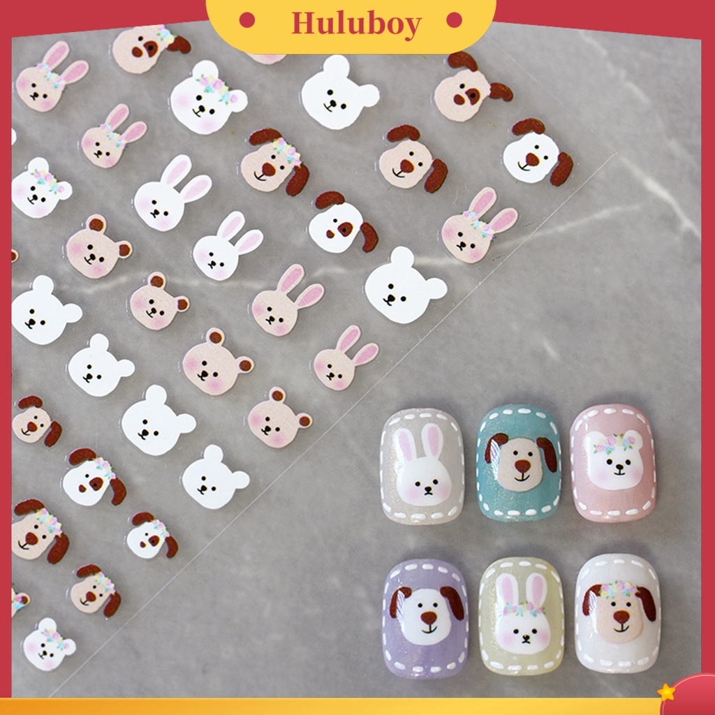 {In Stock} Stiker Perekat Kuku Lovely DIY Paper Roses and Rabbits Nail Decals Untuk Wanita