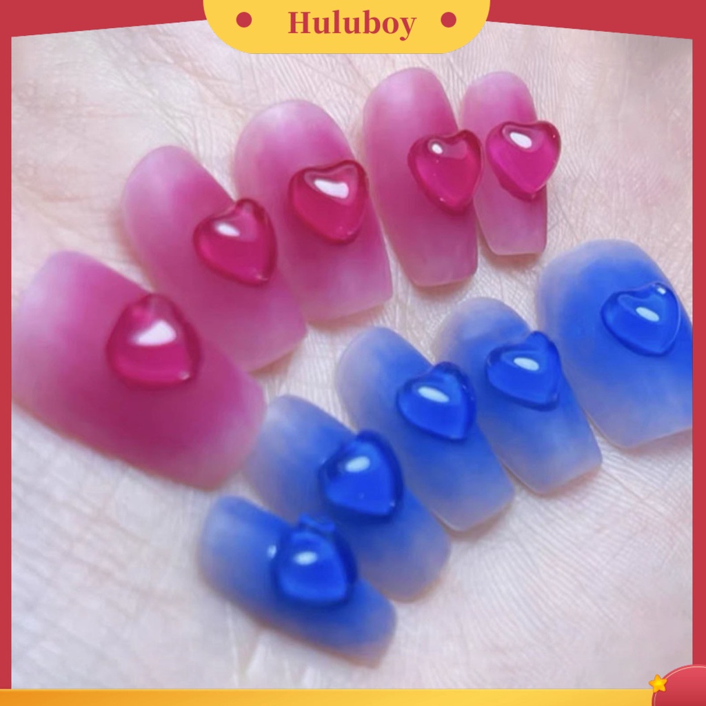 {In Stock} 100Pcs/tas Aksesoris Kuku Fleksibel Pengerjaan Halus Resin 3D Bentuk Hati DIY Nail Art Charm Untuk Rumah