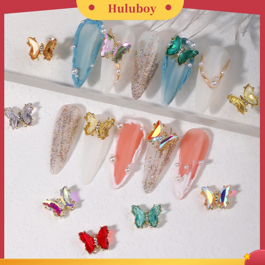 {In Stock} 10Pcs Nail Art Decor Tiga Dimensi Shiny Glitter Sparkling DIY Aksesoris Kuku Mini Kristal Palsu Pesona Kuku Kupu-Kupu Manicurist Supply