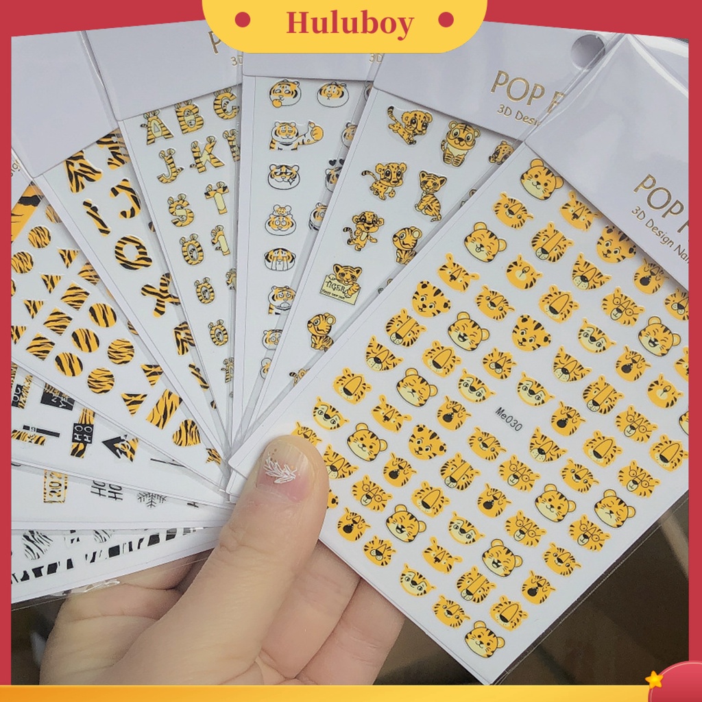 {In Stock} Stiker Kuku Kartun Hidup Ultra Tipis Cat Air Harimau Tahun Baru Slider Manicure Wraps Untuk Manicure