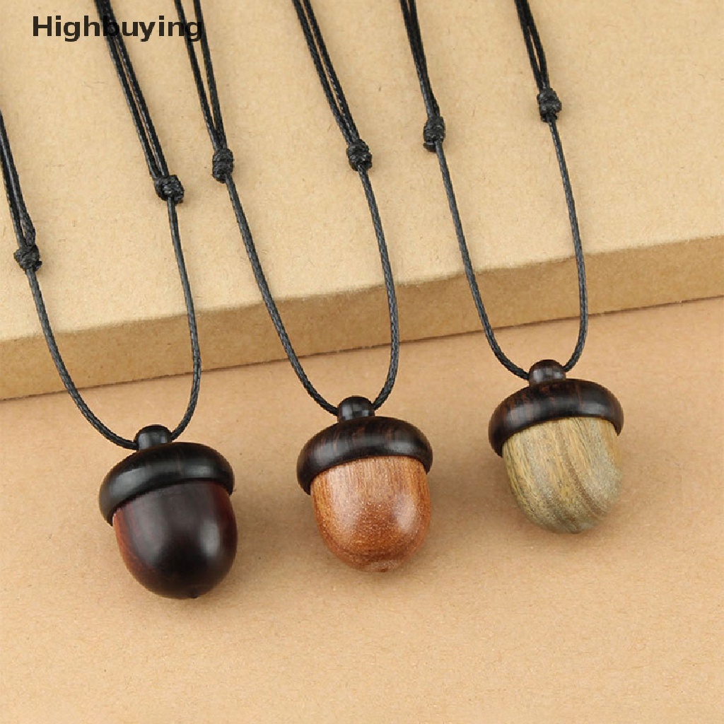 Hbid Vintage Screwable Ebony Acorn Pendant Gawu Kotak Kalung Panjang Kerucut Pinus Acorn Des Glory